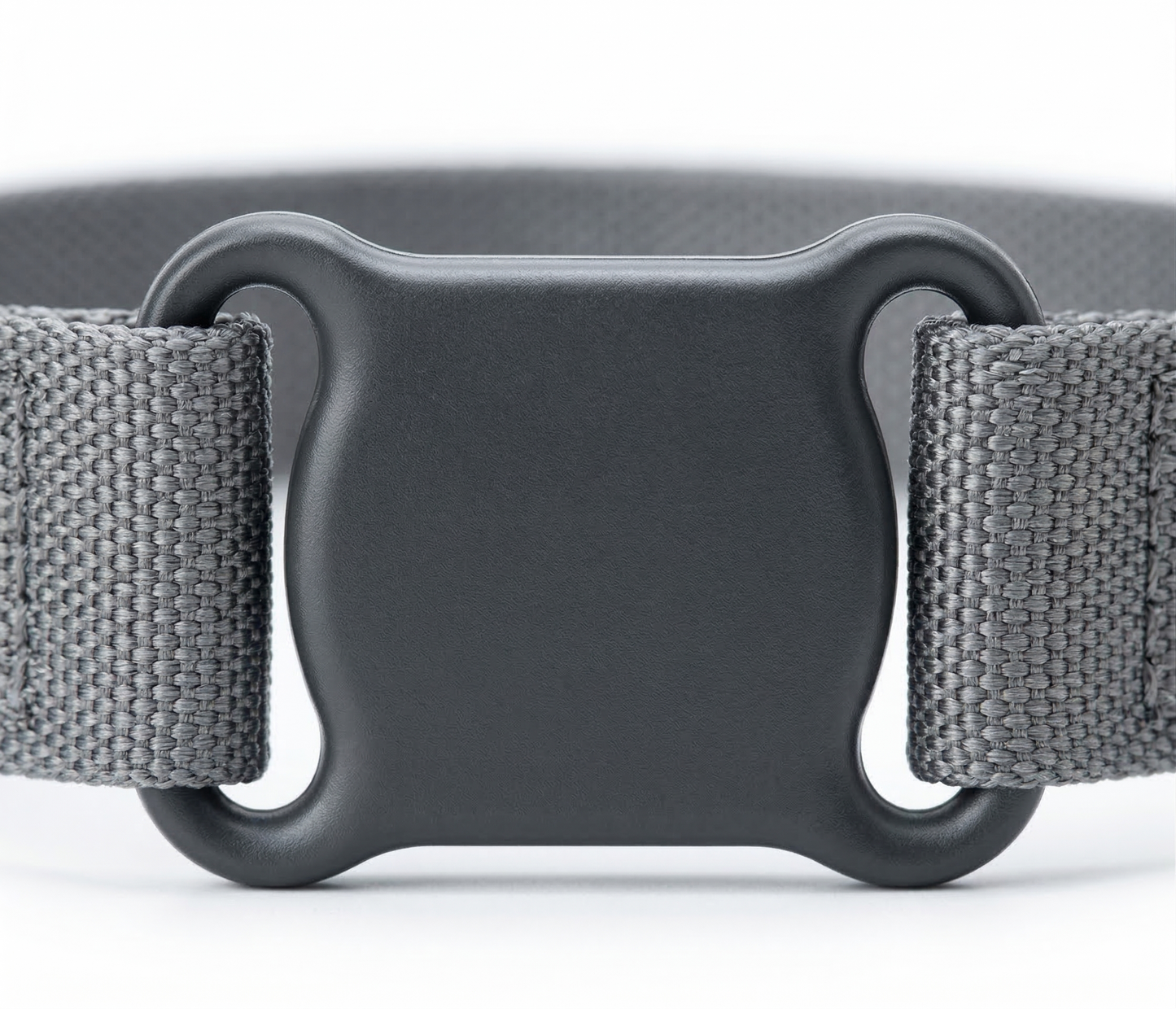 Compact dog GPS tracker collar shown on dog neck demonstrating small size and comfortable daily wear