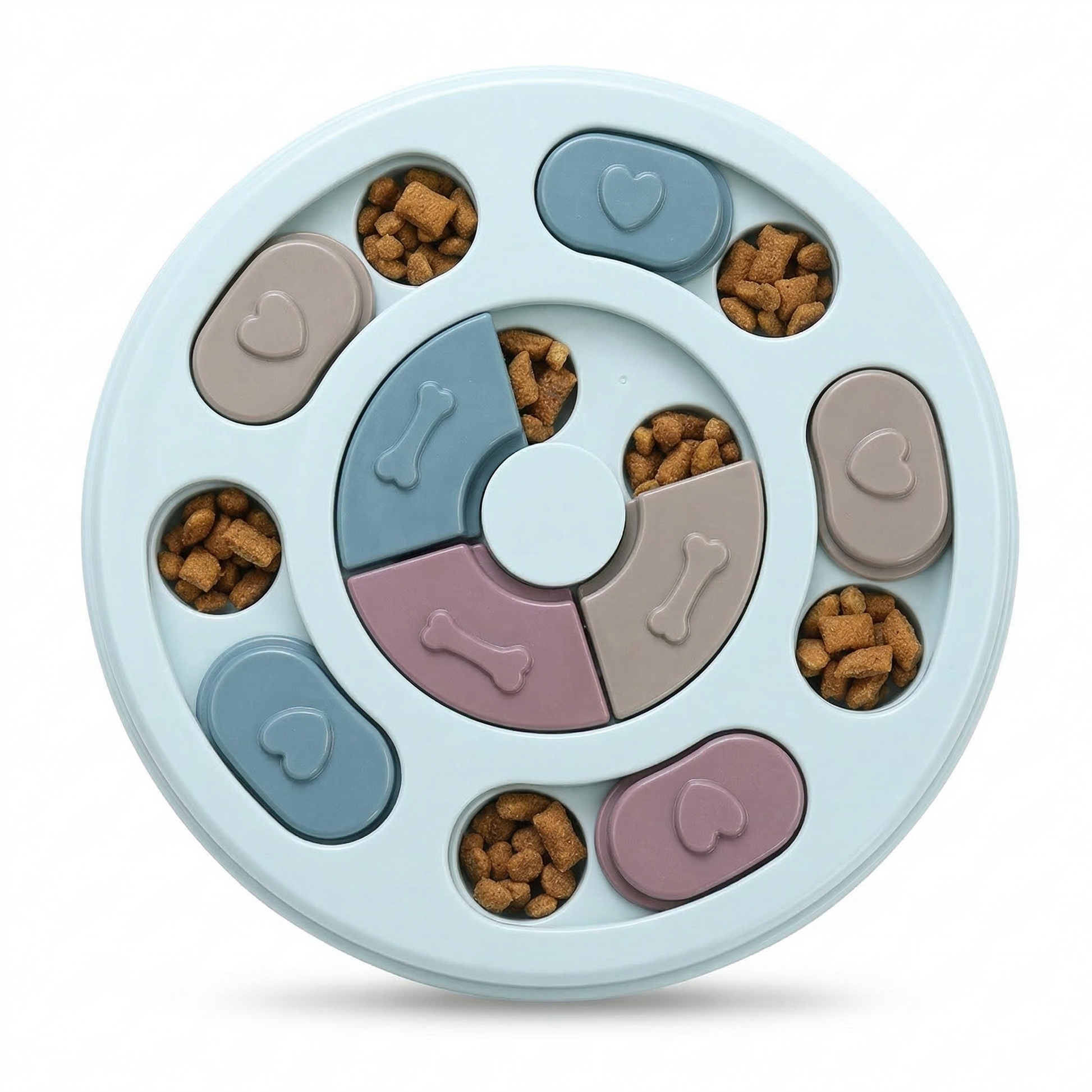 Dog puzzle feeder board illustrating compact size suitable for puppies and small dogs